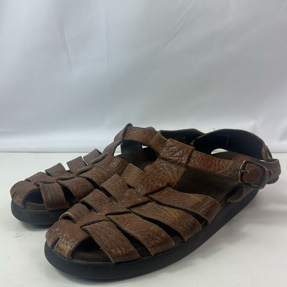 Mephisto Sam Brown Leather Men's Sandals - Picture 8 of 15